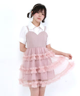 チュールフリルドールティアードチュニックキャミワンピース【大きいサイズ有り】