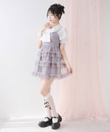 チュールフリルドールティアードチュニックキャミワンピース【大きいサイズ有り】