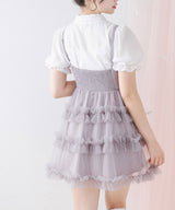チュールフリルドールティアードチュニックキャミワンピース【大きいサイズ有り】