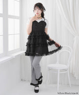 チュールフリルドールティアードチュニックキャミワンピース【大きいサイズ有り】