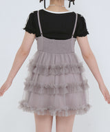 チュールフリルドールティアードチュニックキャミワンピース【大きいサイズ有り】