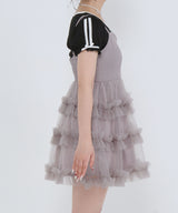 チュールフリルドールティアードチュニックキャミワンピース【大きいサイズ有り】