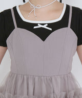 チュールフリルドールティアードチュニックキャミワンピース【大きいサイズ有り】