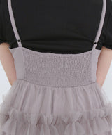 チュールフリルドールティアードチュニックキャミワンピース【大きいサイズ有り】