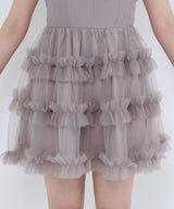 チュールフリルドールティアードチュニックキャミワンピース【大きいサイズ有り】