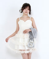 チュールフリルドールティアードチュニックキャミワンピース【大きいサイズ有り】