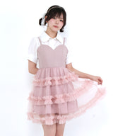 チュールフリルドールティアードチュニックキャミワンピース【大きいサイズ有り】