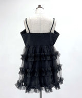 【4L-6L】チュールフリルドールティアードチュニックキャミワンピース