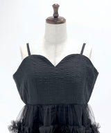 【4L-6L】チュールフリルドールティアードチュニックキャミワンピース