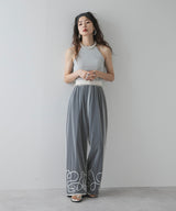 【メール便】裾コード刺繍チュールレイヤードパンツ