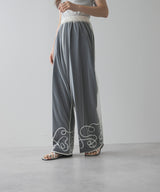 【メール便】裾コード刺繍チュールレイヤードパンツ