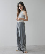 【メール便】裾コード刺繍チュールレイヤードパンツ