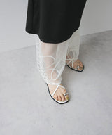 【メール便】裾コード刺繍チュールレイヤードパンツ