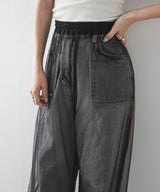 【メール便】裾コード刺繍チュールレイヤードパンツ