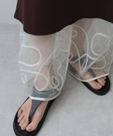 【メール便】裾コード刺繍チュールレイヤードパンツ