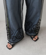 【メール便】裾コード刺繍チュールレイヤードパンツ