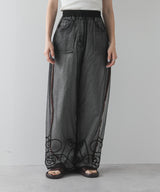 【メール便】裾コード刺繍チュールレイヤードパンツ