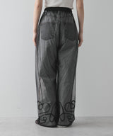 【メール便】裾コード刺繍チュールレイヤードパンツ