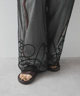 【メール便】裾コード刺繍チュールレイヤードパンツ