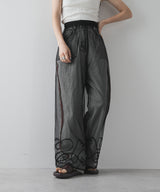 【メール便】裾コード刺繍チュールレイヤードパンツ