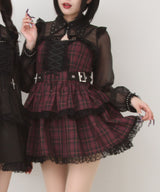 スタッズジップシアーボレロレースフリルキャミワンピース