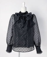 オーガンジーシアーボウタイブラウス【大きいサイズ有り】