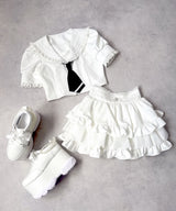 フリルセーラーカラークロップド丈半袖トップス【セットアップ可】【大きいサイズ有】