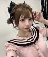 フリルセーラーカラークロップド丈半袖トップス【セットアップ可】【大きいサイズ有】