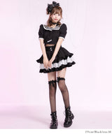 フリルセーラーカラークロップド丈半袖トップス【セットアップ可】【大きいサイズ有】