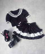 フリルセーラーカラークロップド丈半袖トップス【セットアップ可】【大きいサイズ有】