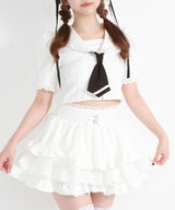 フリルセーラーカラークロップド丈半袖トップス【セットアップ可】【大きいサイズ有】