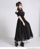 ミニ丈/ロング丈肌魅せウエストシャーリングフレアシフォンワンピース【大きいサイズ有】