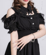 ミニ丈/ロング丈肌魅せウエストシャーリングフレアシフォンワンピース【大きいサイズ有】