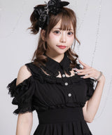 ミニ丈/ロング丈肌魅せウエストシャーリングフレアシフォンワンピース【大きいサイズ有】