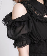 ミニ丈/ロング丈肌魅せウエストシャーリングフレアシフォンワンピース【大きいサイズ有】