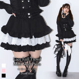 レースフリルティアードミニスカパン【セットアップ可】【スカート】【大きいサイズ有】