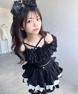 レースフリルティアードミニスカパン【セットアップ可】【スカート】【大きいサイズ有】