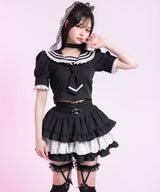 レースフリルティアードミニスカパン【セットアップ可】【スカート】【大きいサイズ有】