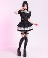 レースフリルティアードミニスカパン【セットアップ可】【スカート】【大きいサイズ有】