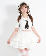 レースフリルティアードミニスカパン【セットアップ可】【スカート】【大きいサイズ有】