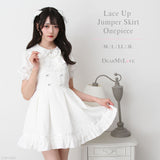 レースアップジャンスカ風ドッキングワンピース