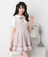 レースアップジャンスカ風ドッキングワンピース