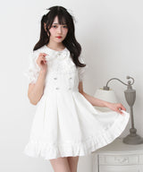 レースアップジャンスカ風ドッキングワンピース