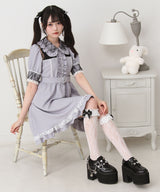 キラキラビジューレース重ねワンピース