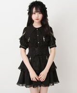 十字架クモレース角襟ゴシック風ブラウス