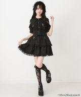 十字架クモレース角襟ゴシック風ブラウス