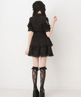 十字架クモレース角襟ゴシック風ブラウス