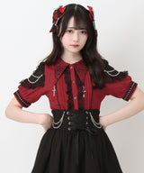 十字架クモレース角襟ゴシック風ブラウス