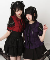 十字架クモレース角襟ゴシック風ブラウス