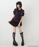 十字架クモレース角襟ゴシック風ブラウス